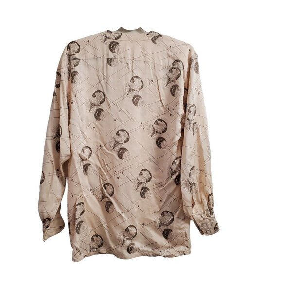 Escada Blouse Womens Size 34 US 4 Silk Peach Half Button Long Sleeve Vintage Top - Picture 2 of 13